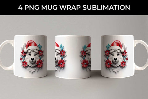 3D Christmas Husky Dog Mug Wrap Sublimation PNG Bundle Free For Commercial Use Sublimation Sintegra 