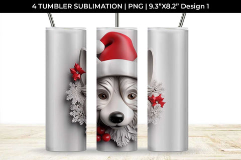 3D Christmas Husky Dog Tumbler Wrap 20 oz Sublimation PNG Bundle Free For Commercial Use Sublimation Sintegra 