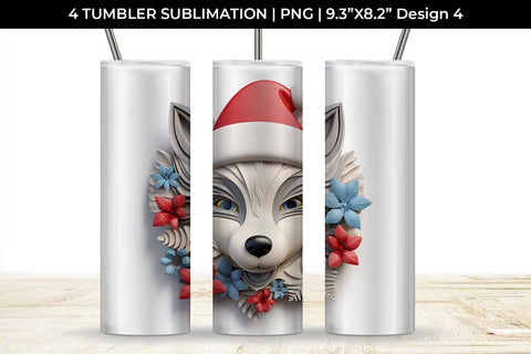 3D Christmas Husky Dog Tumbler Wrap 20 oz Sublimation PNG Bundle Free For Commercial Use Sublimation Sintegra 