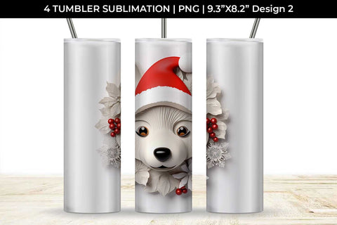 3D Christmas Husky Dog Tumbler Wrap 20 oz Sublimation PNG Bundle Free For Commercial Use Sublimation Sintegra 