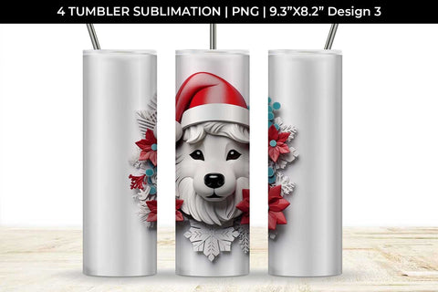 3D Christmas Husky Dog Tumbler Wrap 20 oz Sublimation PNG Bundle Free For Commercial Use Sublimation Sintegra 