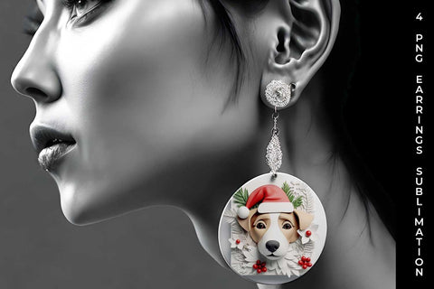 3D Christmas Jack Russell Dog Earrings Sublimation PNG Bundle Free For Commercial Use Sublimation Sintegra 