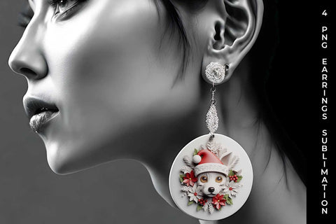 3D Christmas Jack Russell Dog Earrings Sublimation PNG Bundle Free For Commercial Use Sublimation Sintegra 