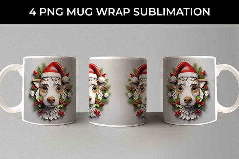 3D Christmas Jack Russell Dog Mug Wrap Sublimation PNG Bundle Free For Commercial Use Sublimation Sintegra 