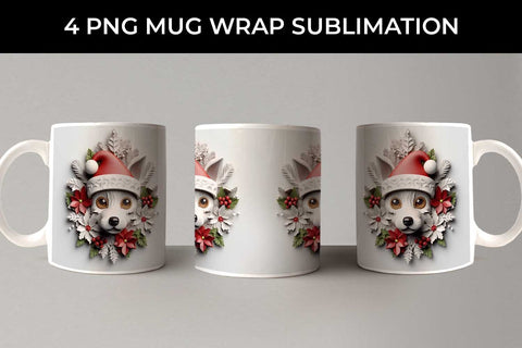 3D Christmas Jack Russell Dog Mug Wrap Sublimation PNG Bundle Free For Commercial Use Sublimation Sintegra 