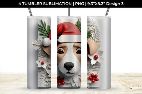 3D Christmas Jack Russell Dog Tumbler Wrap 20 oz Sublimation PNG Bundle Free For Commercial Use Sublimation Sintegra 
