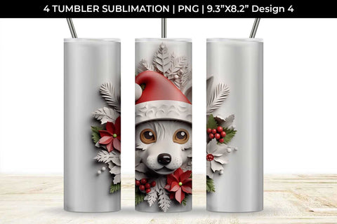 3D Christmas Jack Russell Dog Tumbler Wrap 20 oz Sublimation PNG Bundle Free For Commercial Use Sublimation Sintegra 
