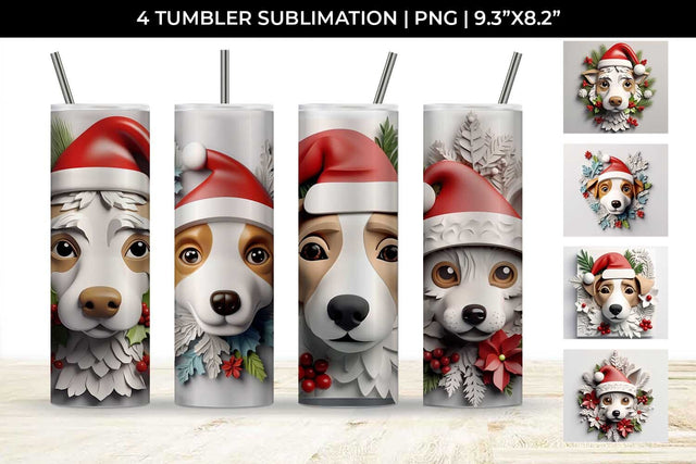 3D Christmas Jack Russell Dog Tumbler Wrap 20 oz Sublimation PNG Bundle Free For Commercial Use Sublimation Sintegra 