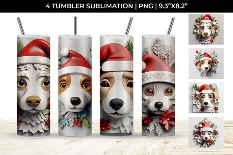 3D Christmas Jack Russell Dog Tumbler Wrap 20 oz Sublimation PNG Bundle Free For Commercial Use Sublimation Sintegra 