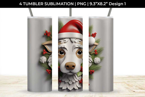 3D Christmas Jack Russell Dog Tumbler Wrap 20 oz Sublimation PNG Bundle Free For Commercial Use Sublimation Sintegra 