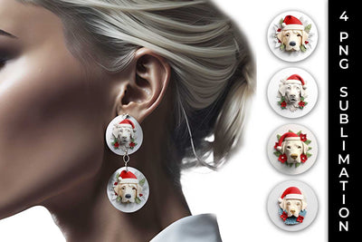 3D Christmas Labrador Retriever Dog Earrings Sublimation PNG Bundle Free For Commercial Use Sublimation Sintegra 