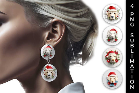 3D Christmas Labrador Retriever Dog Earrings Sublimation PNG Bundle Free For Commercial Use Sublimation Sintegra 