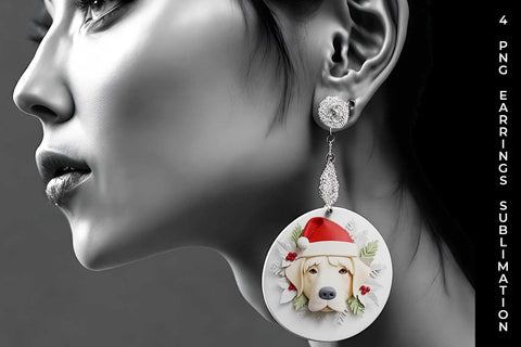3D Christmas Labrador Retriever Dog Earrings Sublimation PNG Bundle Free For Commercial Use Sublimation Sintegra 