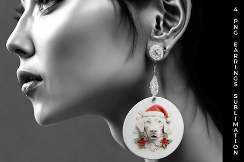 3D Christmas Labrador Retriever Dog Earrings Sublimation PNG Bundle Free For Commercial Use Sublimation Sintegra 