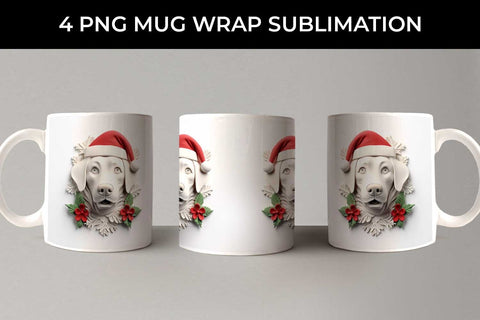 3D Christmas Labrador Retriever Dog Mug Wrap Sublimation PNG Bundle Free For Commercial Use Sublimation Sintegra 