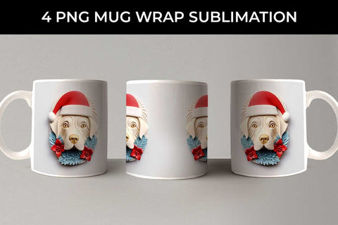 3D Christmas Labrador Retriever Dog Mug Wrap Sublimation PNG Bundle Free For Commercial Use Sublimation Sintegra 
