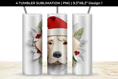 3D Christmas Labrador Retriever Dog Tumbler Wrap 20 oz Sublimation PNG Bundle Free For Commercial Use Sublimation Sintegra 