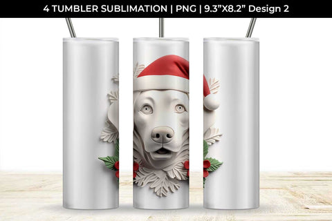 3D Christmas Labrador Retriever Dog Tumbler Wrap 20 oz Sublimation PNG Bundle Free For Commercial Use Sublimation Sintegra 