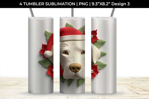 3D Christmas Labrador Retriever Dog Tumbler Wrap 20 oz Sublimation PNG Bundle Free For Commercial Use Sublimation Sintegra 