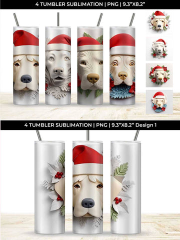 3D Christmas Labrador Retriever Dog Tumbler Wrap 20 oz Sublimation PNG Bundle Free For Commercial Use Sublimation Sintegra 