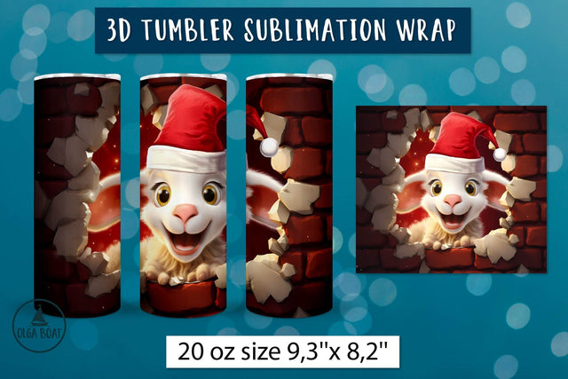 3d Christmas lamb tumbler wrap Sublimation Olga Boat Design 