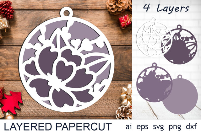 3d Christmas laser cut decor, Layered flower ornament 3D Paper AnastasiyaArtDesign 