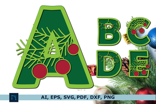 3D Christmas leaf alphabet SVG bundle SVG MD JOYNAL ABDIN 
