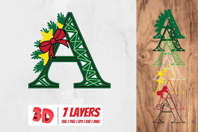 3D Christmas Letter A SVG SvgOcean 