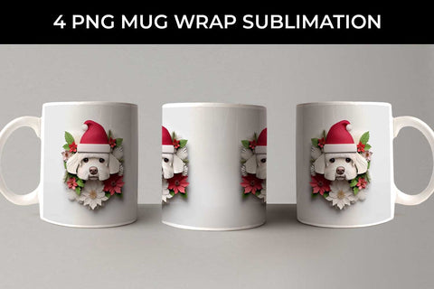 3D Christmas Maltese Dog Mug Wrap Sublimation PNG Bundle Free For Commercial Use Sublimation Sintegra 