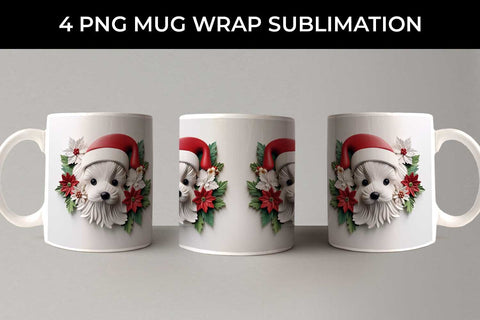 3D Christmas Maltese Dog Mug Wrap Sublimation PNG Bundle Free For Commercial Use Sublimation Sintegra 