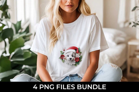 3D Christmas Maltese Dog T-shirt Sublimation PNG Bundle Free For Commercial Use Sublimation Sintegra 