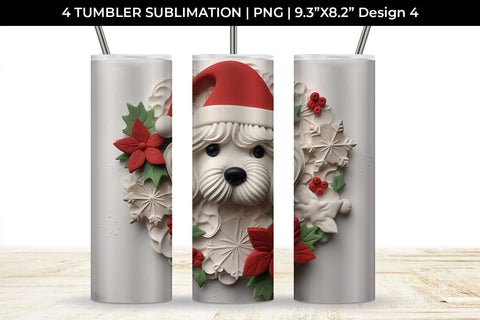 3D Christmas Maltese Dog Tumbler Wrap 20 oz Sublimation PNG Bundle Free For Commercial Use Sublimation Sintegra 