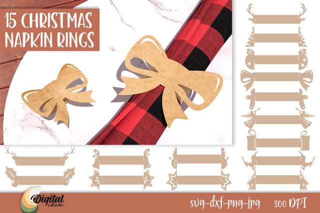 3D Christmas napkin rings Bundle. Papercut napkin rings SVG 3D Paper Evgenyia Guschina 