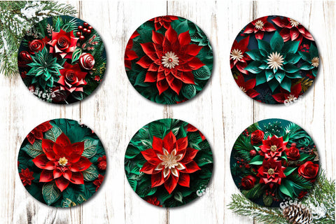 3D Christmas ornament Bundle 3D Sublimation Bundle 3D flower Sublimation Createya Design 