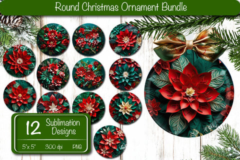 3D Christmas ornament Bundle 3D Sublimation Bundle 3D flower Sublimation Createya Design 