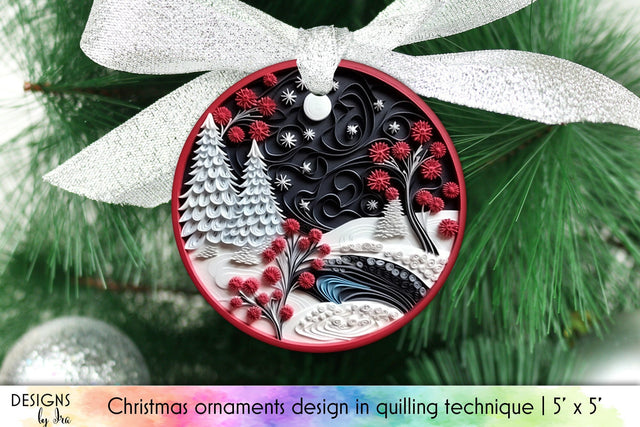 3D Christmas Ornament in Paper Quilling Style Sublimation Designs by Ira 