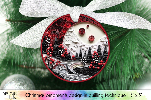 3D Christmas Ornament in Quilling Paper Style Sublimation Designs by Ira 