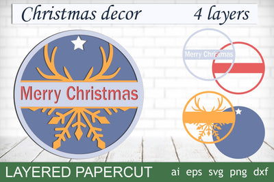 3d Christmas ornament, Round christmas decor svg, Layered papercut 3D Paper AnastasiyaArtDesign 