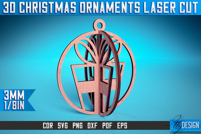 3D Christmas Ornaments Laser Cut SVG | Christmas Ornaments Laser Cut SVG Design | CNC Files SVG Fly Design 