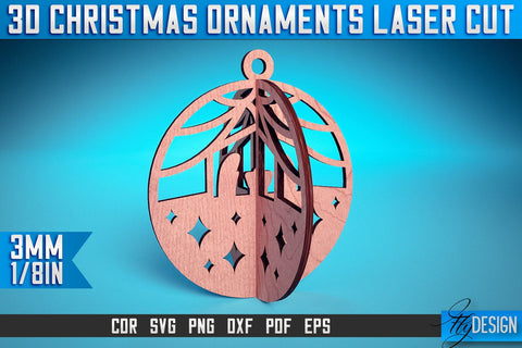 3D Christmas Ornaments Laser Cut SVG | Christmas Ornaments Laser Cut SVG Design | CNC Files SVG Fly Design 