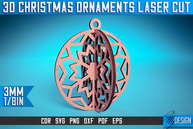 3D Christmas Ornaments Laser Cut SVG | Christmas Ornaments Laser Cut SVG Design | CNC Files SVG Fly Design 