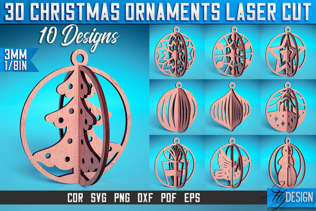 3D Christmas Ornaments Laser Cut SVG | Christmas Ornaments Laser Cut SVG Design | CNC Files SVG Fly Design 