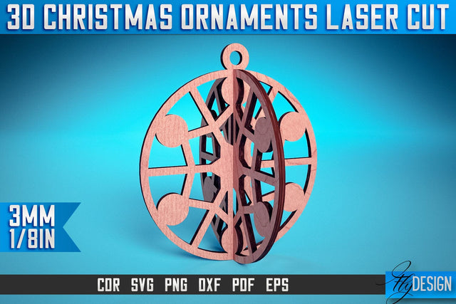 3D Christmas Ornaments Laser Cut SVG | Christmas Ornaments Laser Cut SVG Design | CNC Files SVG Fly Design 