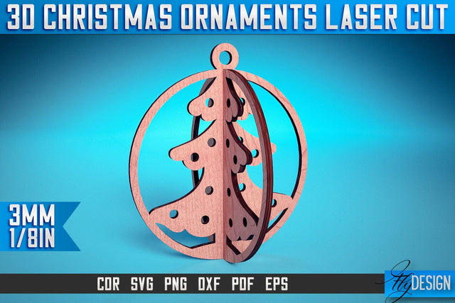 3D Christmas Ornaments Laser Cut SVG | Christmas Ornaments Laser Cut SVG Design | CNC Files SVG Fly Design 