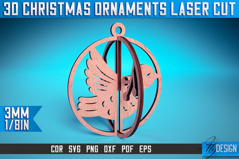 3D Christmas Ornaments Laser Cut SVG | Christmas Ornaments Laser Cut SVG Design | CNC Files SVG Fly Design 