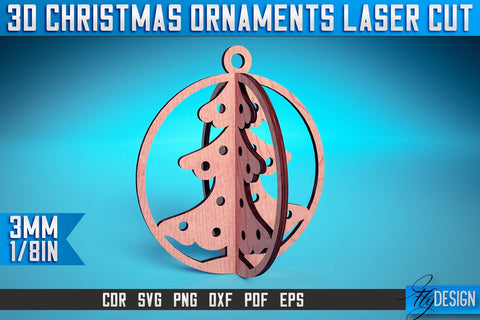 3D Christmas Ornaments Laser Cut SVG | Christmas Ornaments Laser Cut SVG Design | CNC Files SVG Fly Design 