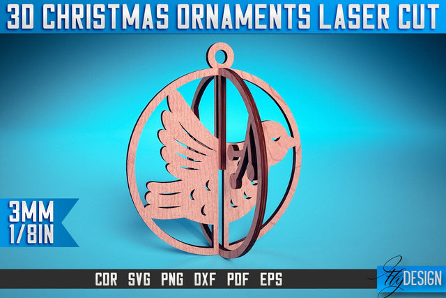 3D Christmas Ornaments Laser Cut SVG | Christmas Ornaments Laser Cut SVG Design | CNC Files SVG Fly Design 