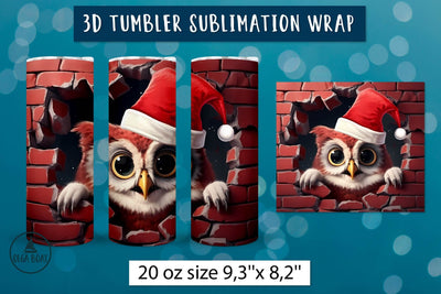 3d Christmas owl tumbler wrap | Christmas tumbler Sublimation Olga Boat Design 