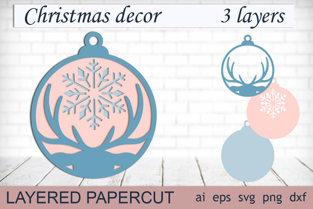 3d Christmas papercut ornament, Layered winter, Round decor, Svg for cricut 3D Paper AnastasiyaArtDesign 