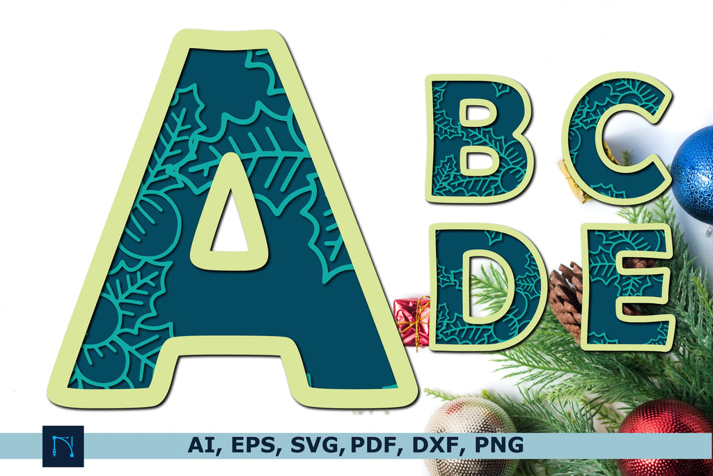 Pattern Letters Svg 3D Christmas pattern alphabet SVG bundle - So Fontsy